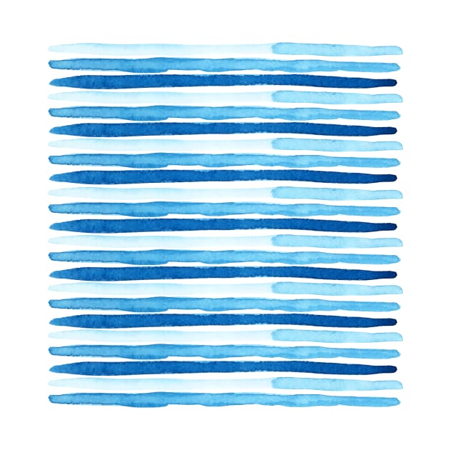 Abstract Blue Watercolor Stripes by LThomasDesigns