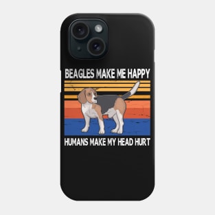 Beagles Make Me Happy Humans Make My Head Hurt Summer Holidays Christmas In July Vintage Retro Phone Case