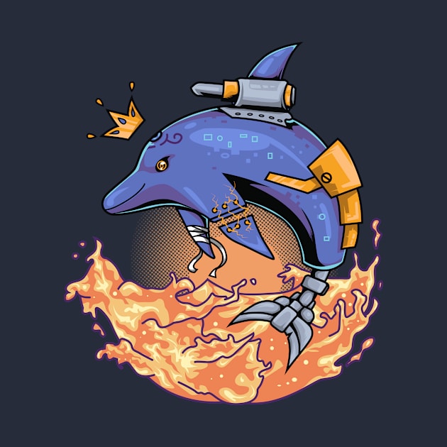 Cute Cyborg Dolphin by vectorheroes