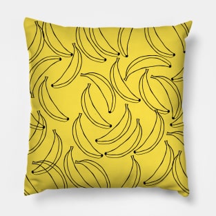 Cute Bananas Pattern on Yellow Background Pillow