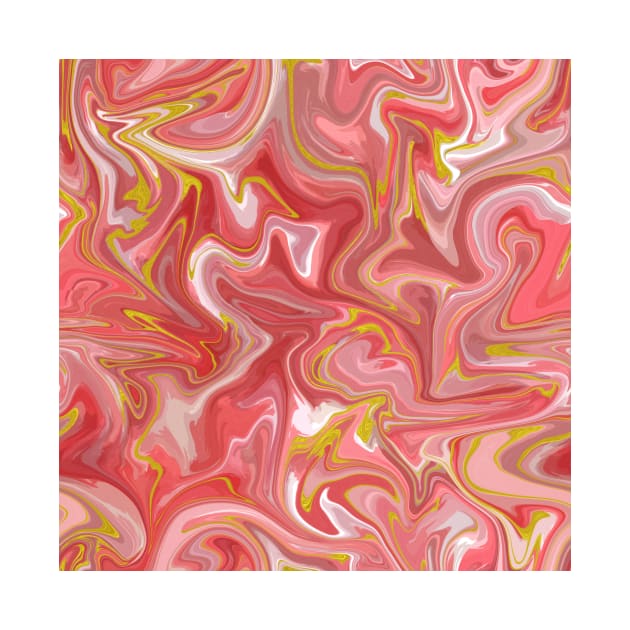 Gentle Pink with Gold Silk Marble - Pastel and Hot Pink with White Liquid Paint Pattern by GenAumonier