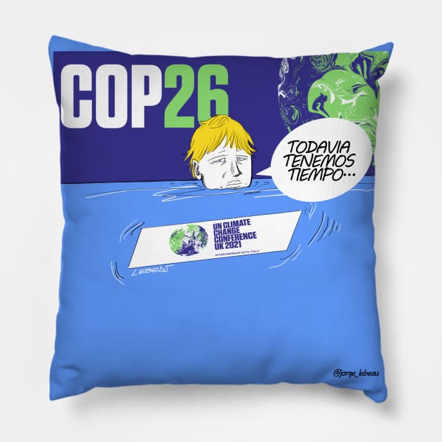 mensaje a la calma en la cop26 en glasgow Pillow by jorge_lebeau