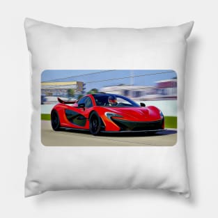 McLaren P1 Cartoon Drawing Action Print Pillow