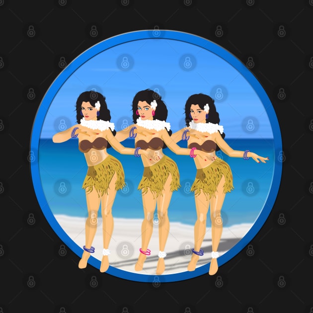 Hula Girls on Beach BLK by PauHanaDesign