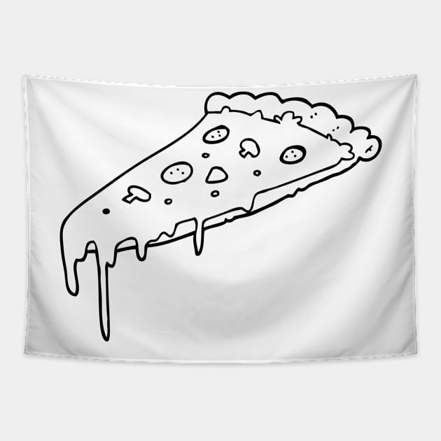 Cheese Pepperoni Mushroom Pizza Drawing Tapestry by InkyArt