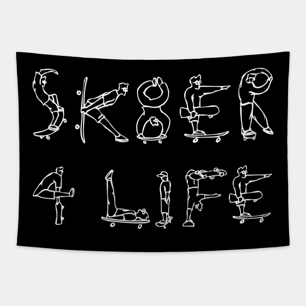 SK8ER 4 LIFE white design Tapestry by robertkask