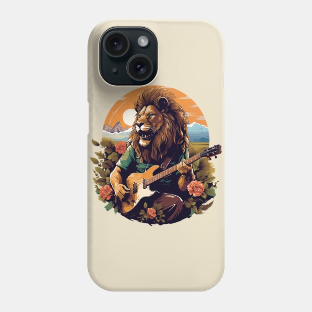 lion guitarist Phone Case by lets find pirate