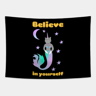 A cute kawaii cat unicorn mermaid - you need to believe in yourself Tapestry