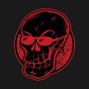 Cool skull with sunglasses (black & red) T-Shirt