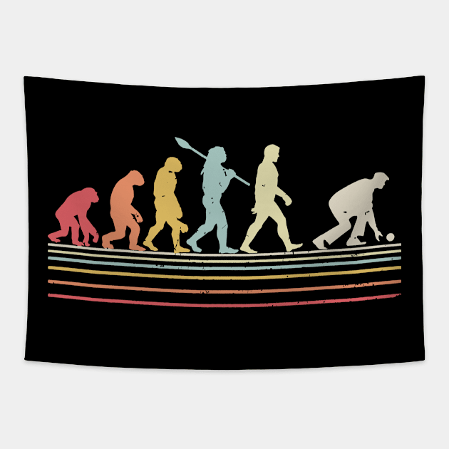 Vintage funny lawn bowls evolution of man Tapestry by Luyasrite