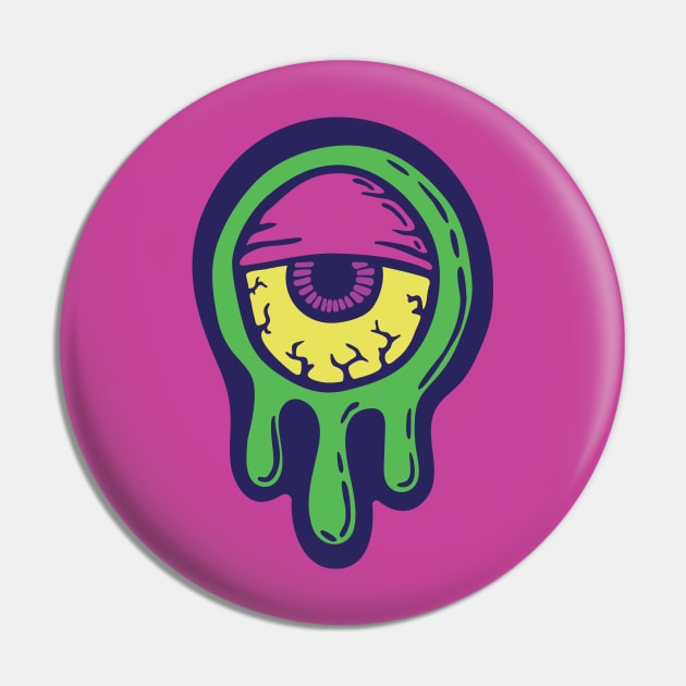 Creepy Halloween Neon Eye Pin by Cofefe Studio