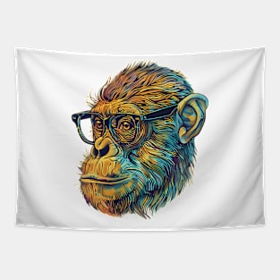 Brainy and Bold: The Bespectacled Chimp! Tapestry