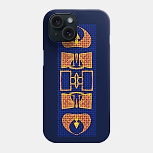 African Wax Abstract Symbols Blue & Orange Phone Case