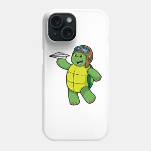 Turtle as Pilot with Paper plane Phone Case