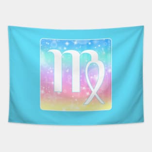 Virgo Horoscope Zodiac Unicorn Sparkle Square Monogram Tapestry