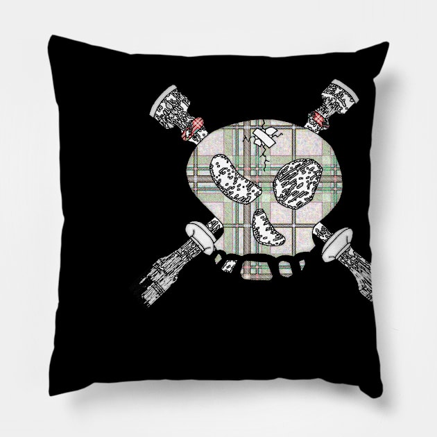 Skull & Cross-Drones Faded Pillow by Lonely_Busker89