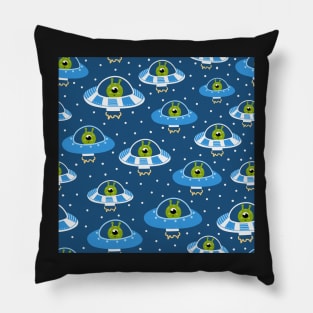 childish alien spaceships Pillow