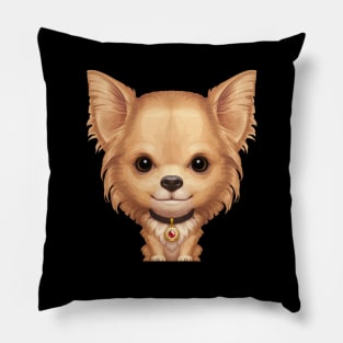 Fawn Longhaired Chihuahua Dog Pillow