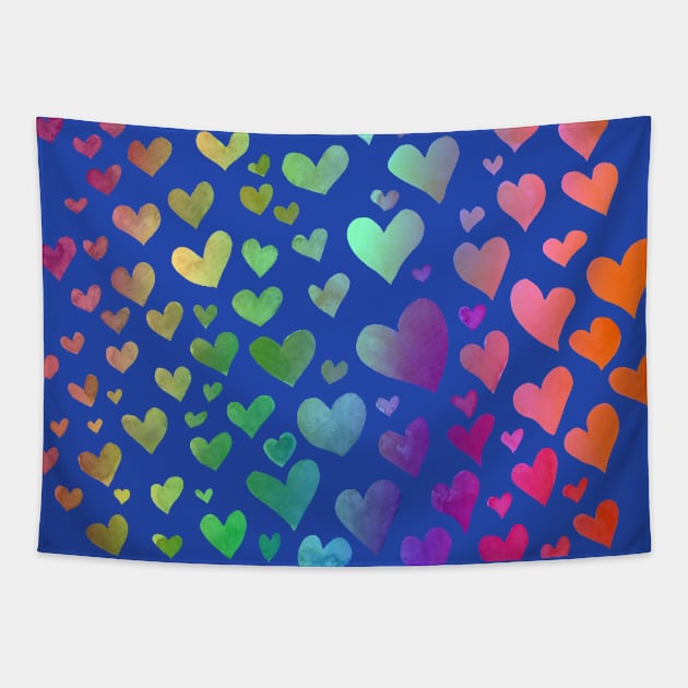 Love Is Love Rainbow Heart Cascade Tapestry by bubbsnugg