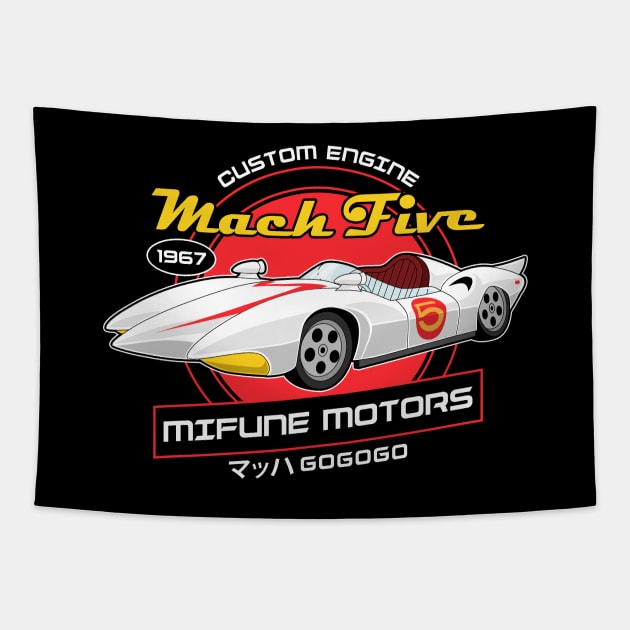 Mach Five - Mifune Motors - Speed Racer Tapestry by Sachpica