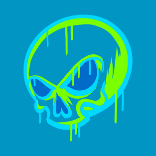 Green And Blue Graffiti Skull T-Shirt