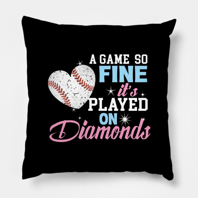 Girls Softball , A Game So Fine It's Played on Diamonds, Softball Gift Idea, Softball Fun Pillow by ScottsRed