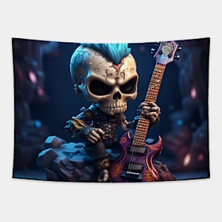 Chibi Skull Rock Star Tapestry