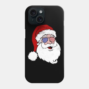 Funny Santa Claus Vintage Patriotic Hipster Design with American USA flag sunglasses For Christmas Phone Case