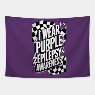 I Wear Purple For Epilepsy Awareness Funny Epilepsy Tapestry