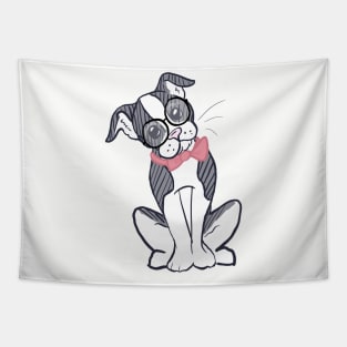 Boston Terrier with Glasses & Bowtie Tapestry