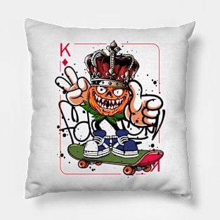 King Playing Card Monster with Skateboard Graffiti Street Art Pillow