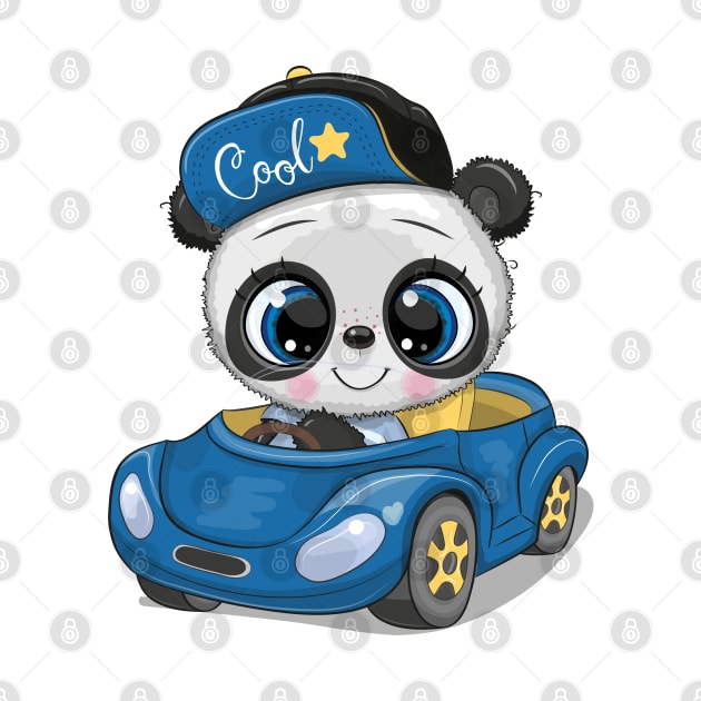 Cute Panda driving a car by Reginast777