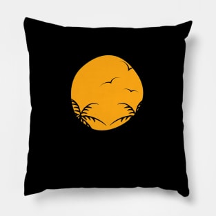 Sunset and Palm trees Pillow