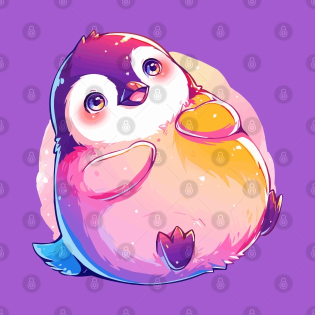 Happy baby penguin with vivid colors by etherElric