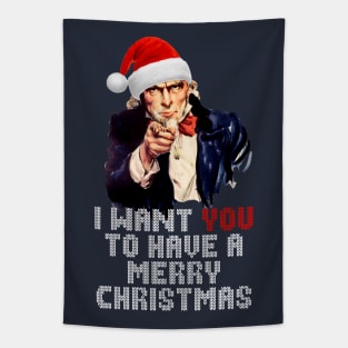 Uncle Sam I Want You To Have A Merry Christmas Tapestry