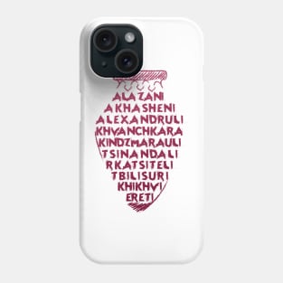 Georgian wine regions names in a shape of qvevri Phone Case