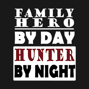 Hunter hunting dog shotgun family man dad T-Shirt