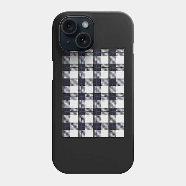 Black and White plaid with blue stripe Phone Case by Schadow-Studio