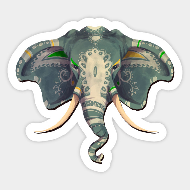 Indian Elephant Expressive Watercolor Present Indian Elephant Sticker Teepublic