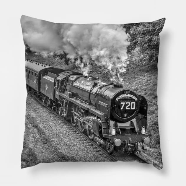 Oliver Cromwell - Black and White Pillow by SteveHClark