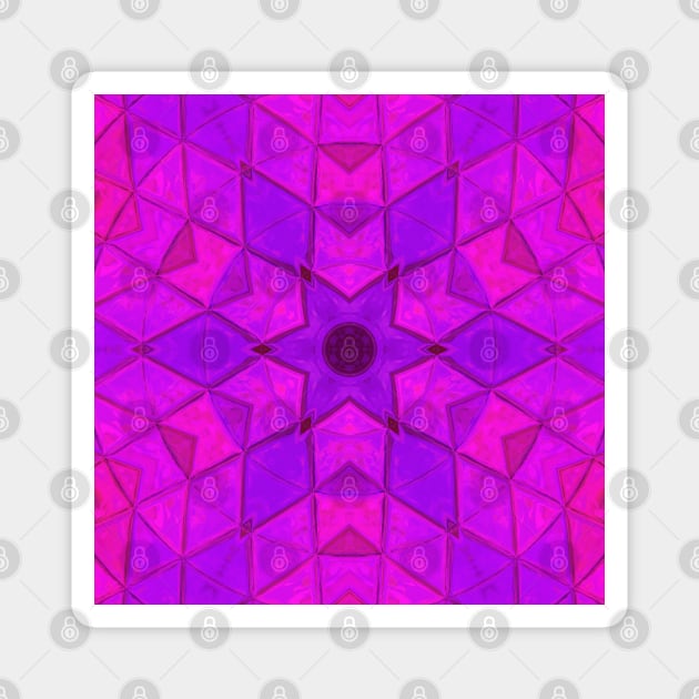 Mosaic Kaleidoscope Flower Pink Magnet by WormholeOrbital