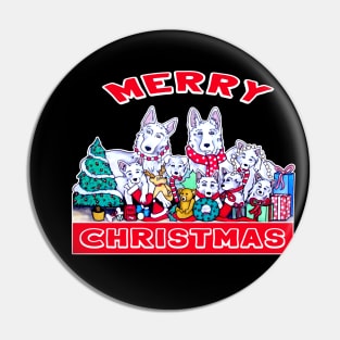 Dog Merry Christmas White German Shepherd Dog Family Holiday Fun Pin