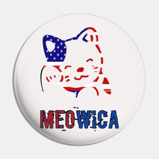 Meowica USA American Flag Cat T-Shirt funny t-shirt and gift Meowica t-shirt 4th of July t-shirt Pin