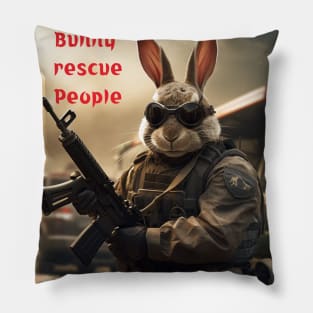 Bunny rescue people in military uniform Pillow