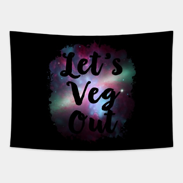 Let's Veg Out Funny 80's Design Tapestry by solsateez