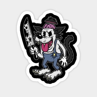 Big Bad Wolf with Knife Creepy Cute Graphic Horror Magnet