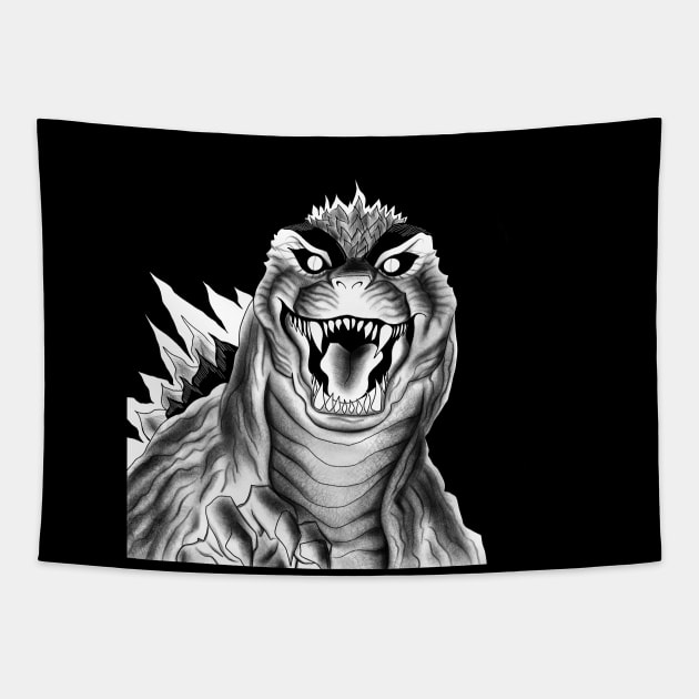 the king of the monsters, the godzilla in the dark Tapestry by jorge_lebeau