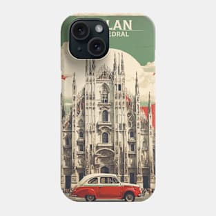 Duomo di Milano Italy Vintage Tourism Travel Poster Phone Case