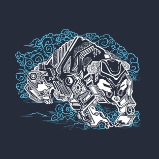 Badass Cyberpunk Mecha Panda (White Design) T-Shirt