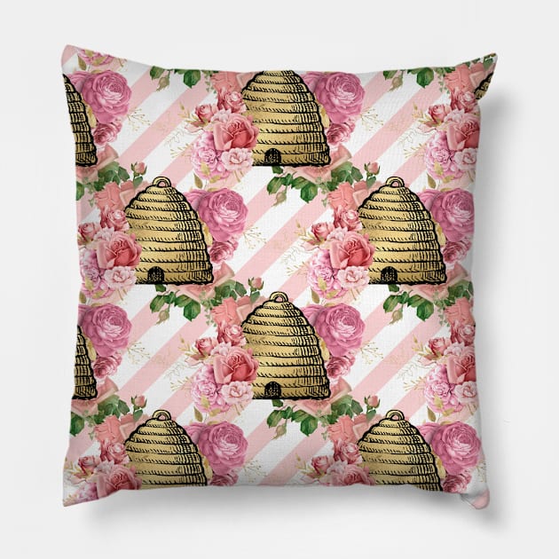 Honey Bee Neck Gator Floral Beekeeper Pattern Pillow by DANPUBLIC